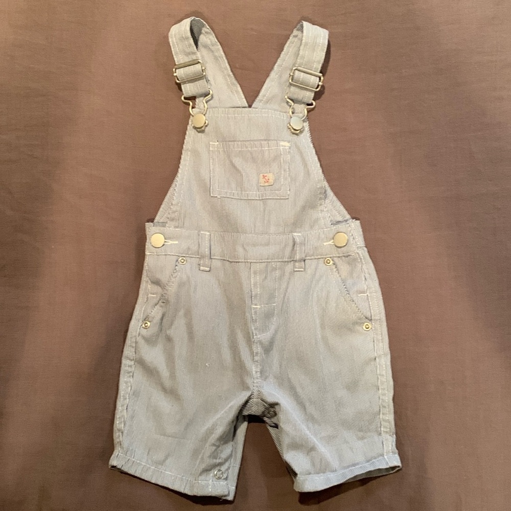 The little White Company railroad stripe shorteralls (short overalls)